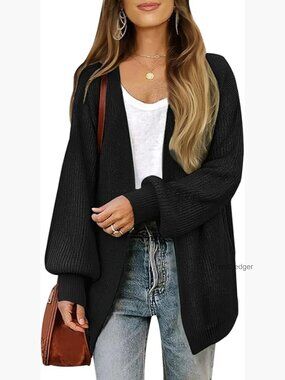 Oversized Long Cardigan Sweater Chunky Waffle Knit Open Front Loose Fit